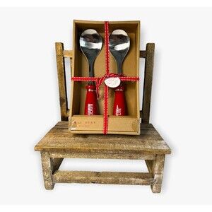 Rae Dunn Christmas "NAUGHTY and NICE" Serving Spoons Red Ceramic Handles, NIB